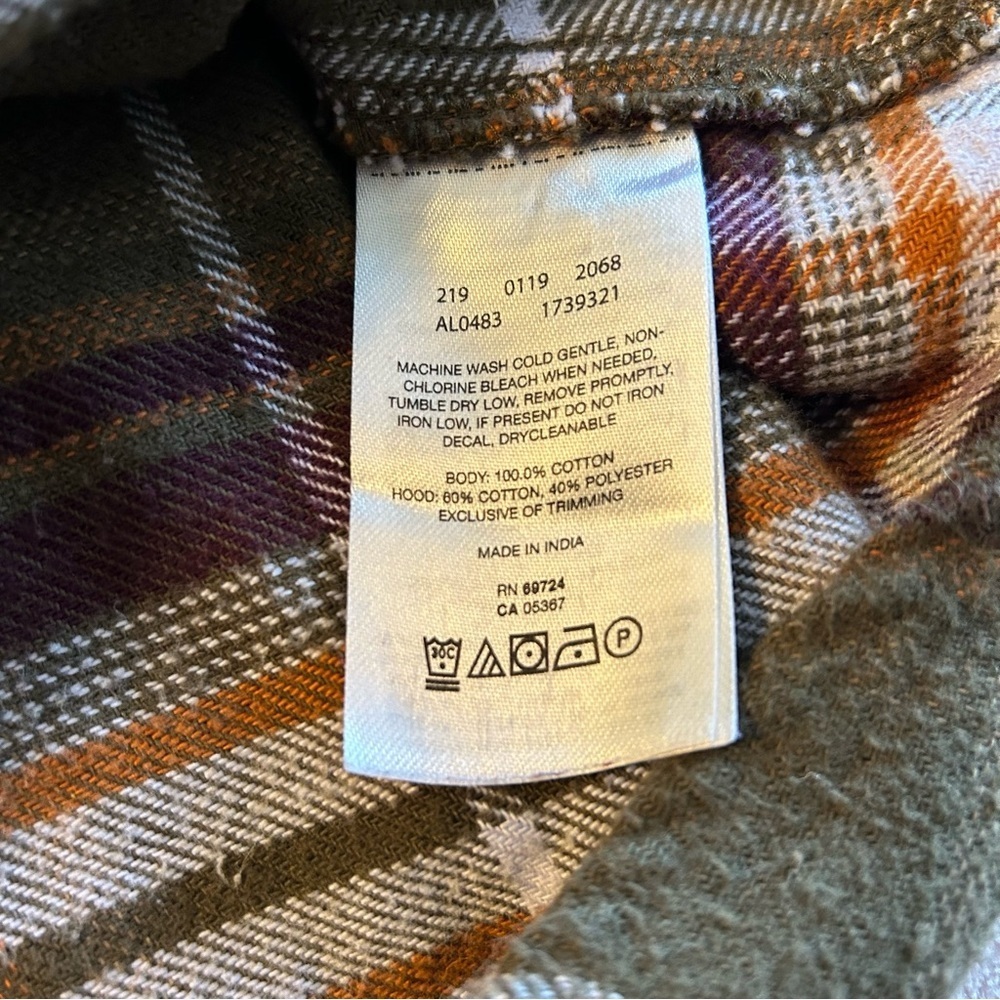 Columbia brown plaid flannel shacket with hood size XL gorpcore outdoors grunge - Picture 7 of 9